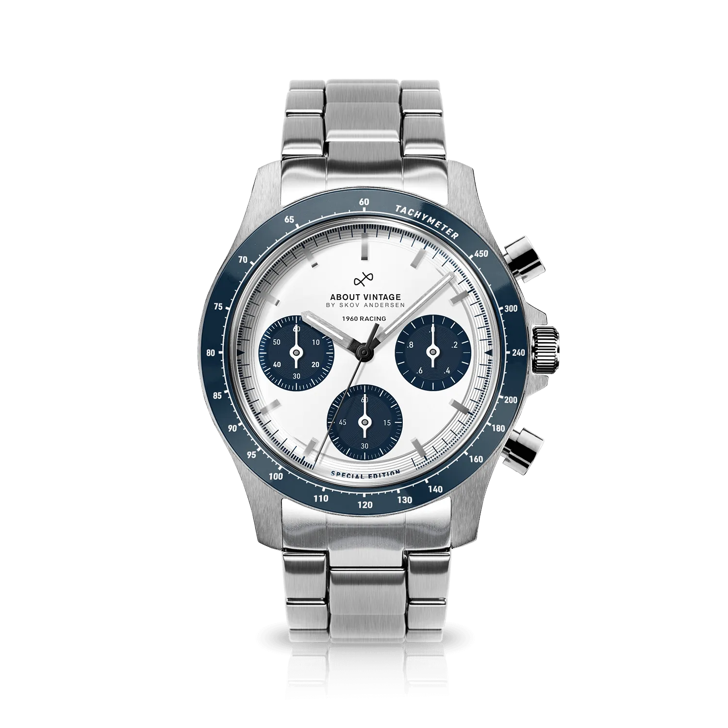 1960 Racing Chronograph, Steel / Navy & White