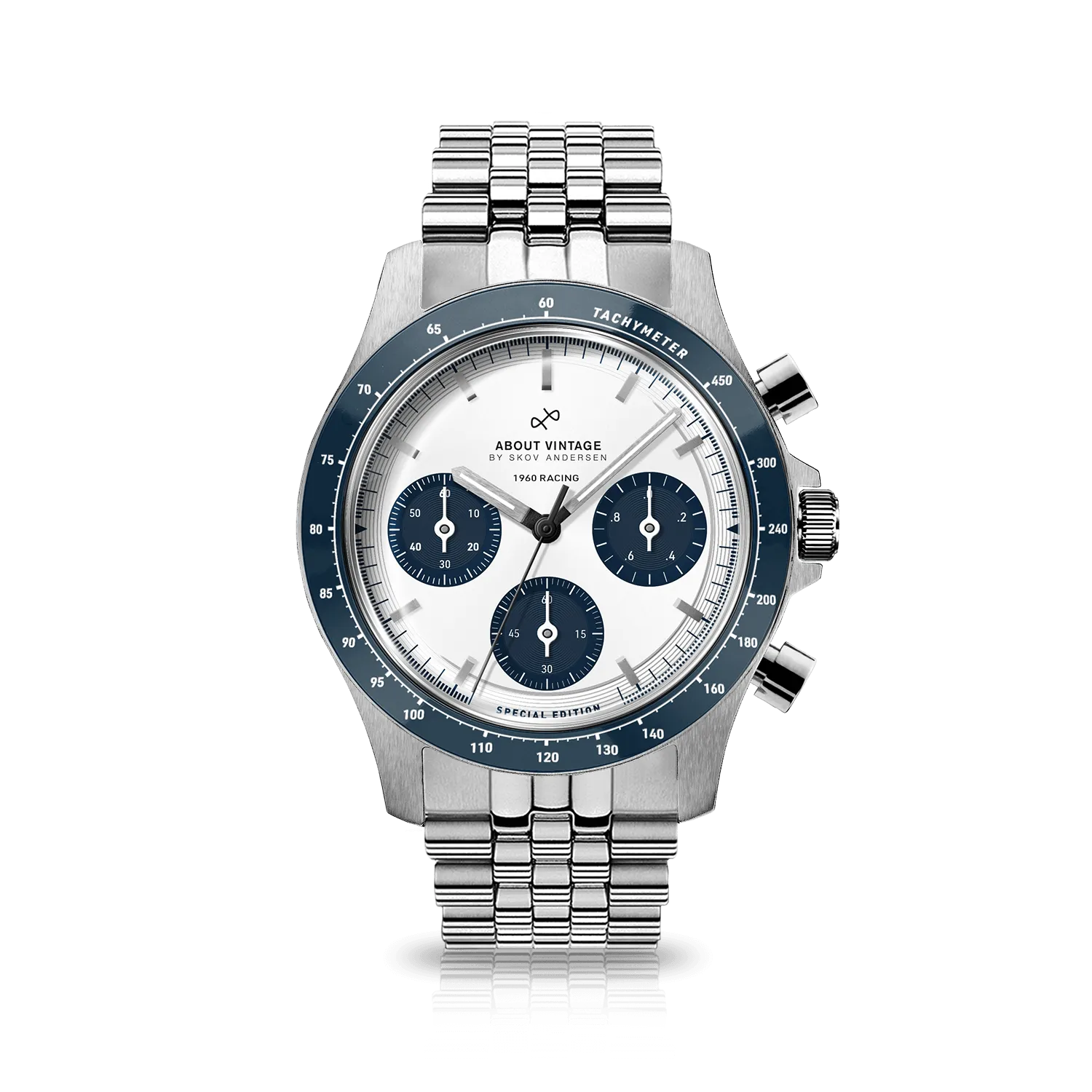 1960 Racing Chronograph, Steel / Navy & White