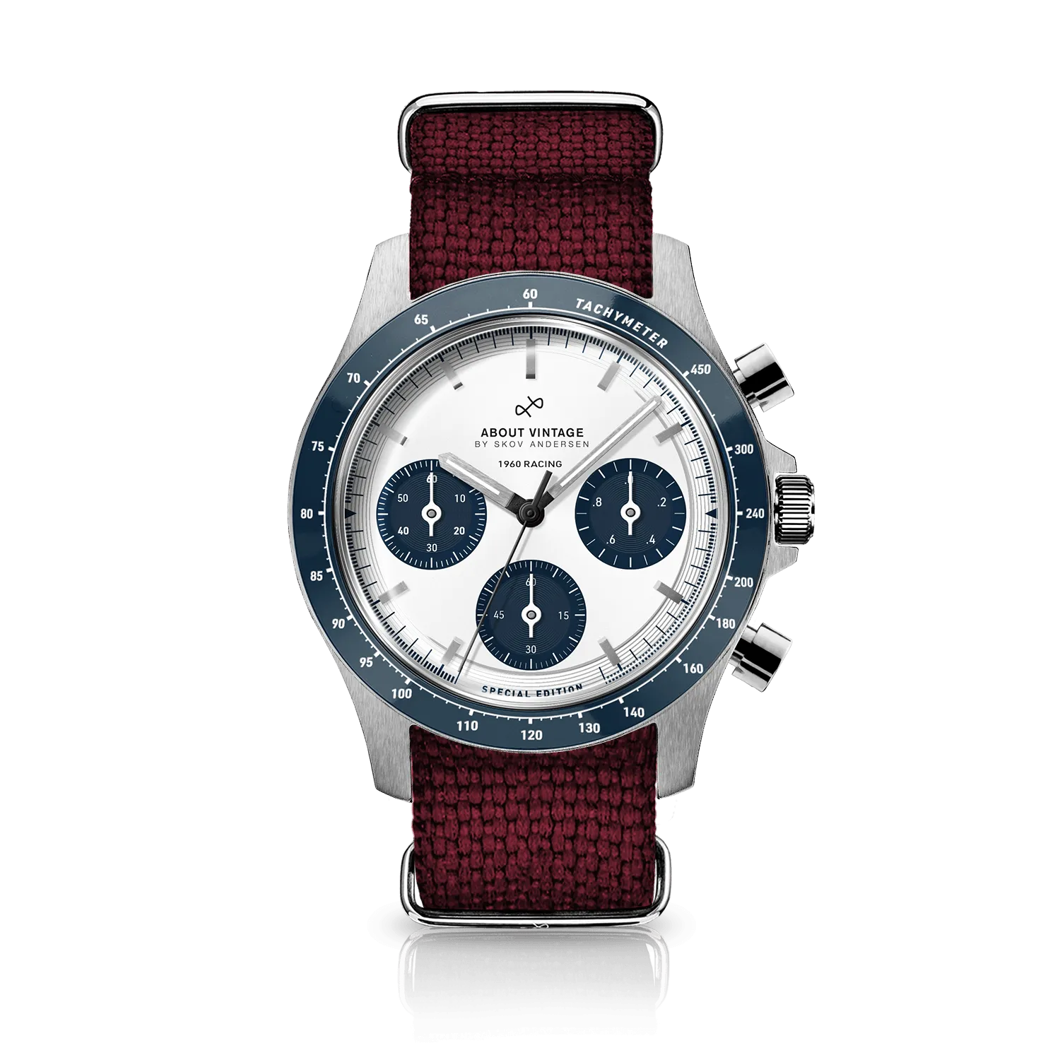 1960 Racing Chronograph, Steel / Navy & White