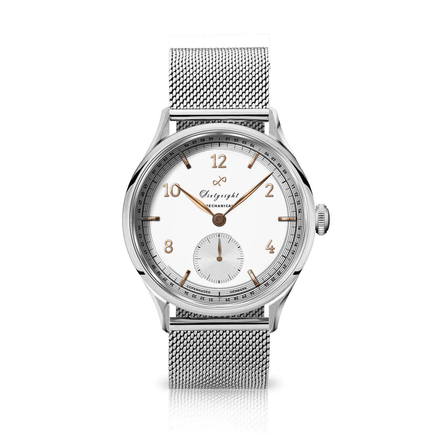 1968 Mechanical, Steel / White & Rose Gold