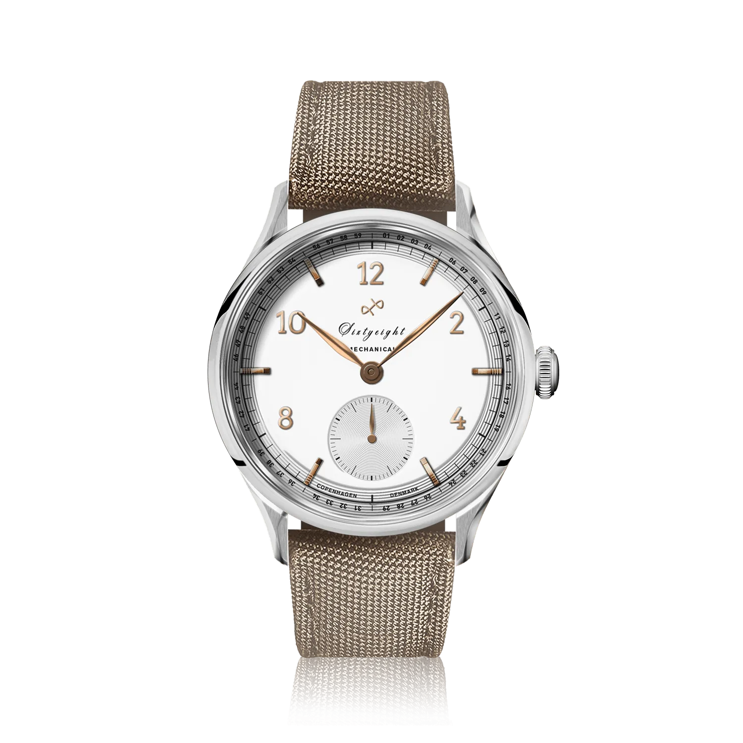 1968 Mechanical, Steel / White & Rose Gold