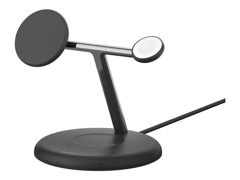 Belkin - Wireless charging stand - magnetic with Qi2   AC power adapter - 15 Watt - Fast Charge - black WIZ023TTBK