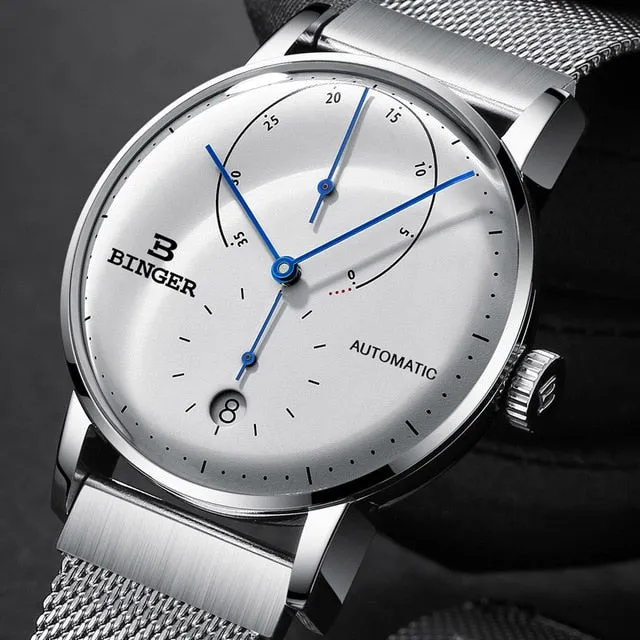 Binger Swiss Sapphire Curved Mechanical Watch Men B 1187