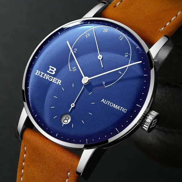 Binger Swiss Sapphire Curved Mechanical Watch Men B 1187