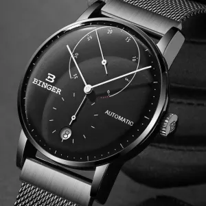 Binger Swiss Sapphire Curved Mechanical Watch Men B 1187