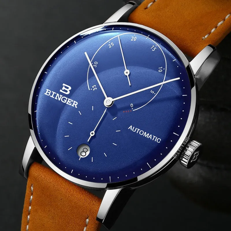 Binger Swiss Sapphire Curved Mechanical Watch Men B 1187