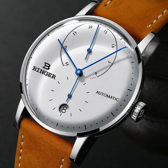 Binger Swiss Sapphire Curved Mechanical Watch Men B 1187