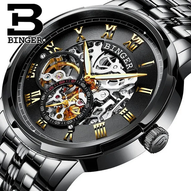 Binger Swiss Skeleton Mechanical Men's Watch B 5036