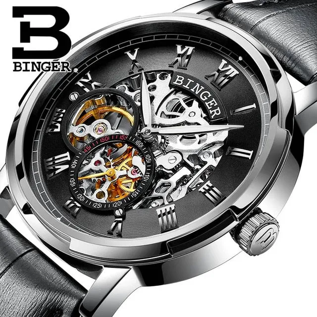 Binger Swiss Skeleton Mechanical Men's Watch B 5036
