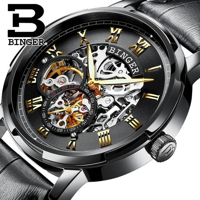 Binger Swiss Skeleton Mechanical Men's Watch B 5036