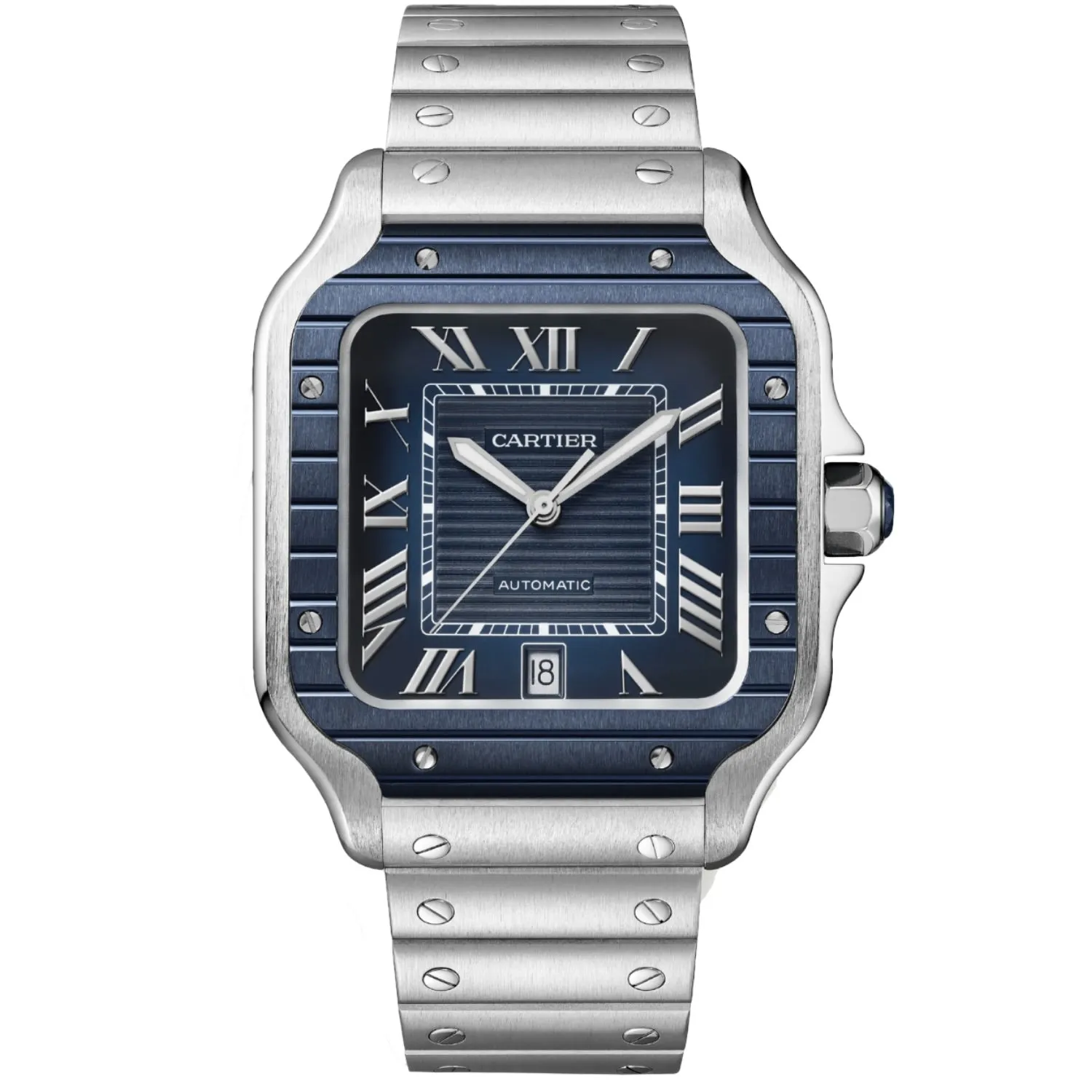 Cartier Santos De Cartier Wssa0048 Blue Striated Roman Dial Pvd Bezel 39.8Mm Stainless Steel Men’S Watch