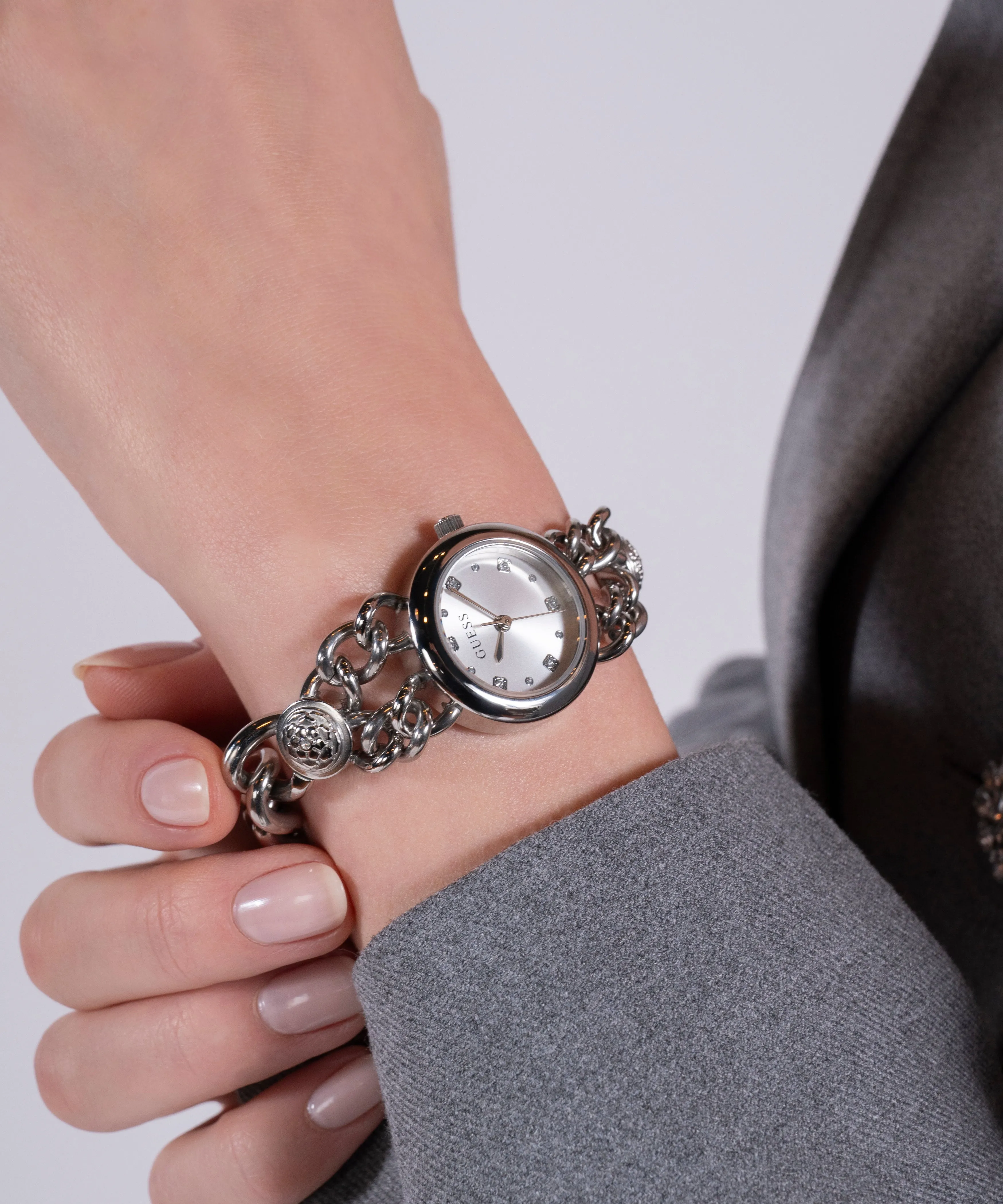 GUESS Ladies Silver Tone Analog Watch