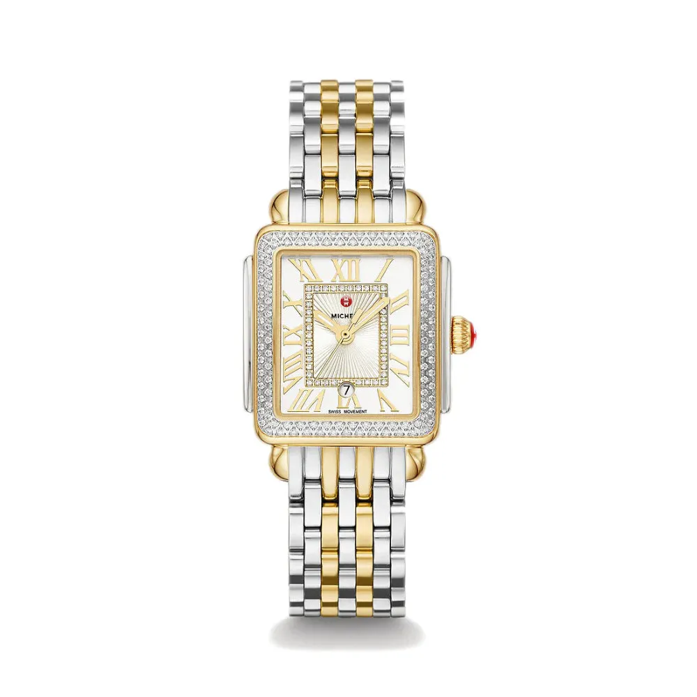 Michele Deco Madison Mid Two-Tone 18k Gold-Plated Diamond Watch