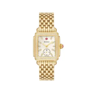 Michele Deco Mid 18k Gold-Plated Diamond Watch