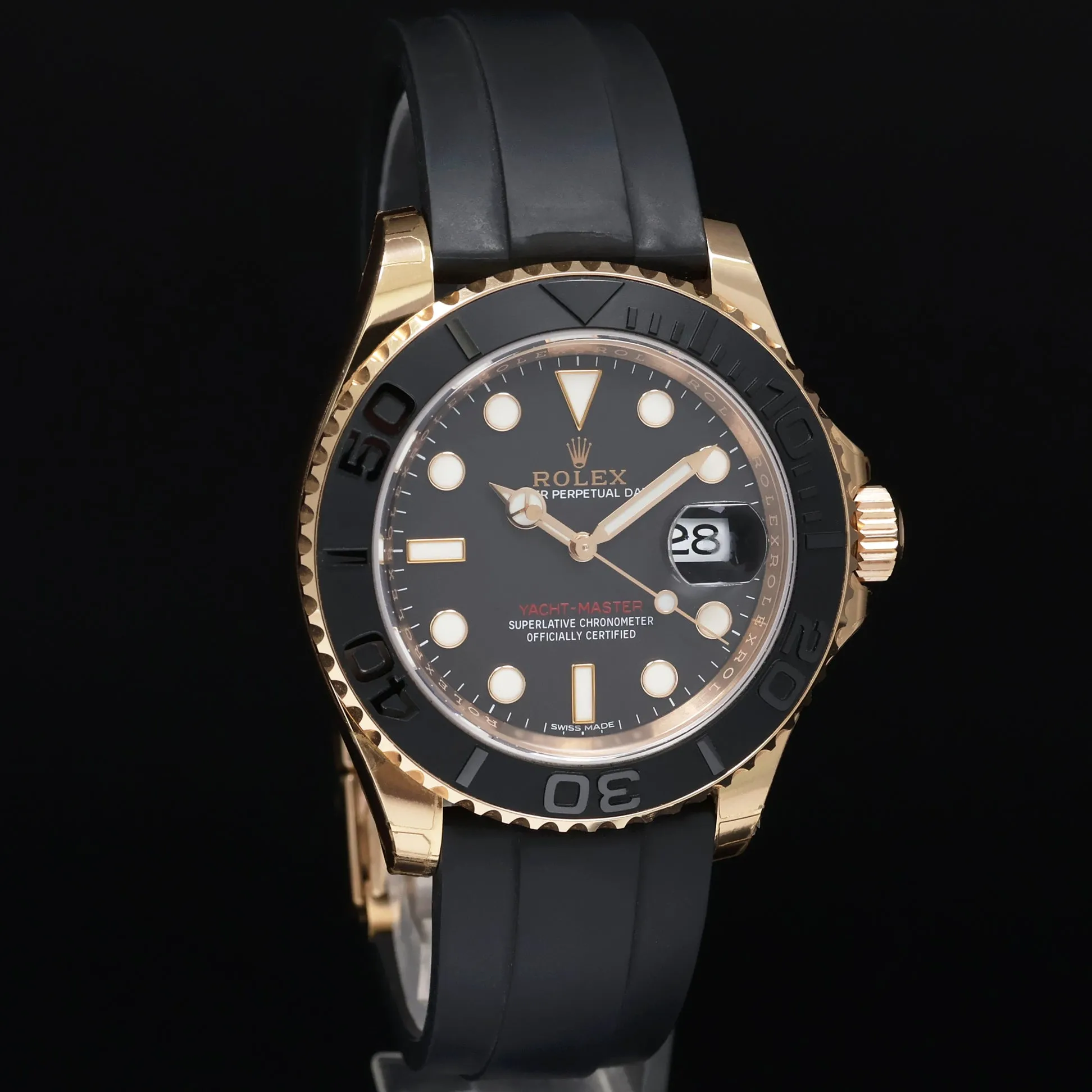 MINT 2017 Rolex Yacht-Master 116655 Everose Gold 40mm Black Oysterflex Watch Box