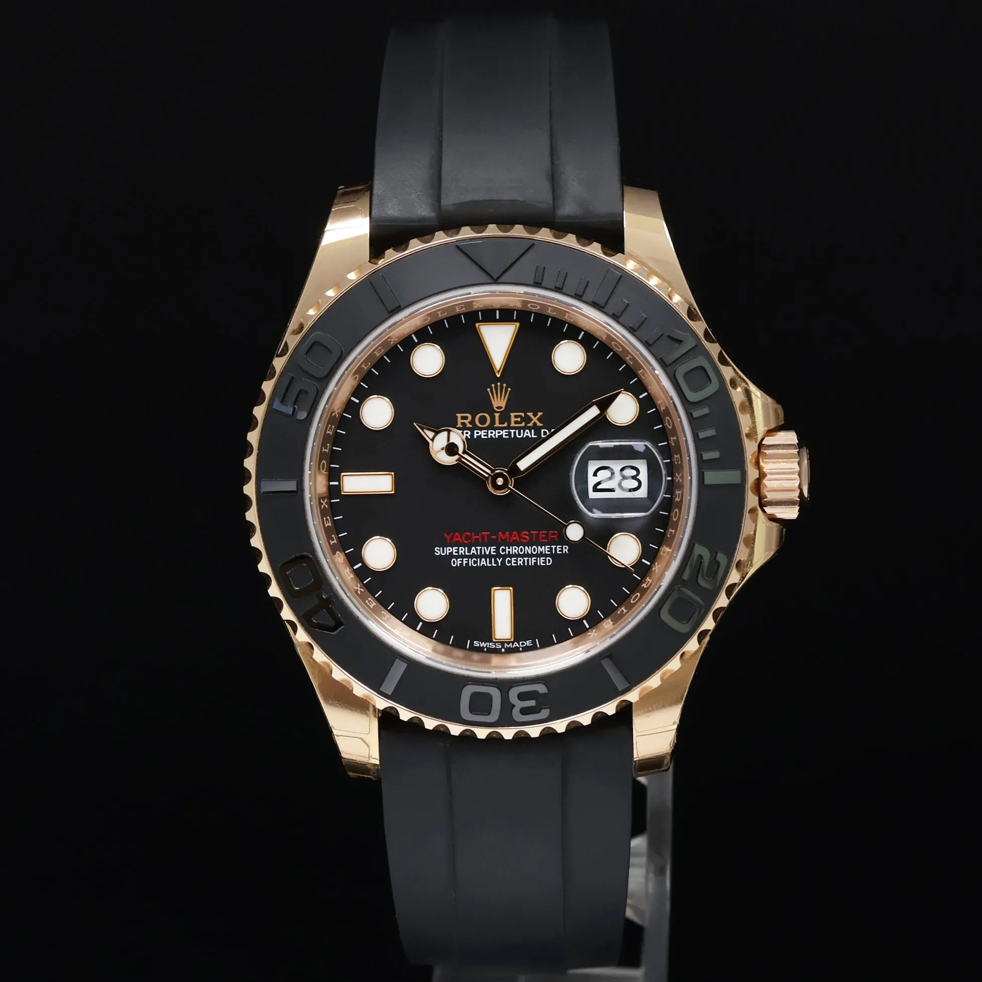 MINT 2017 Rolex Yacht-Master 116655 Everose Gold 40mm Black Oysterflex Watch Box