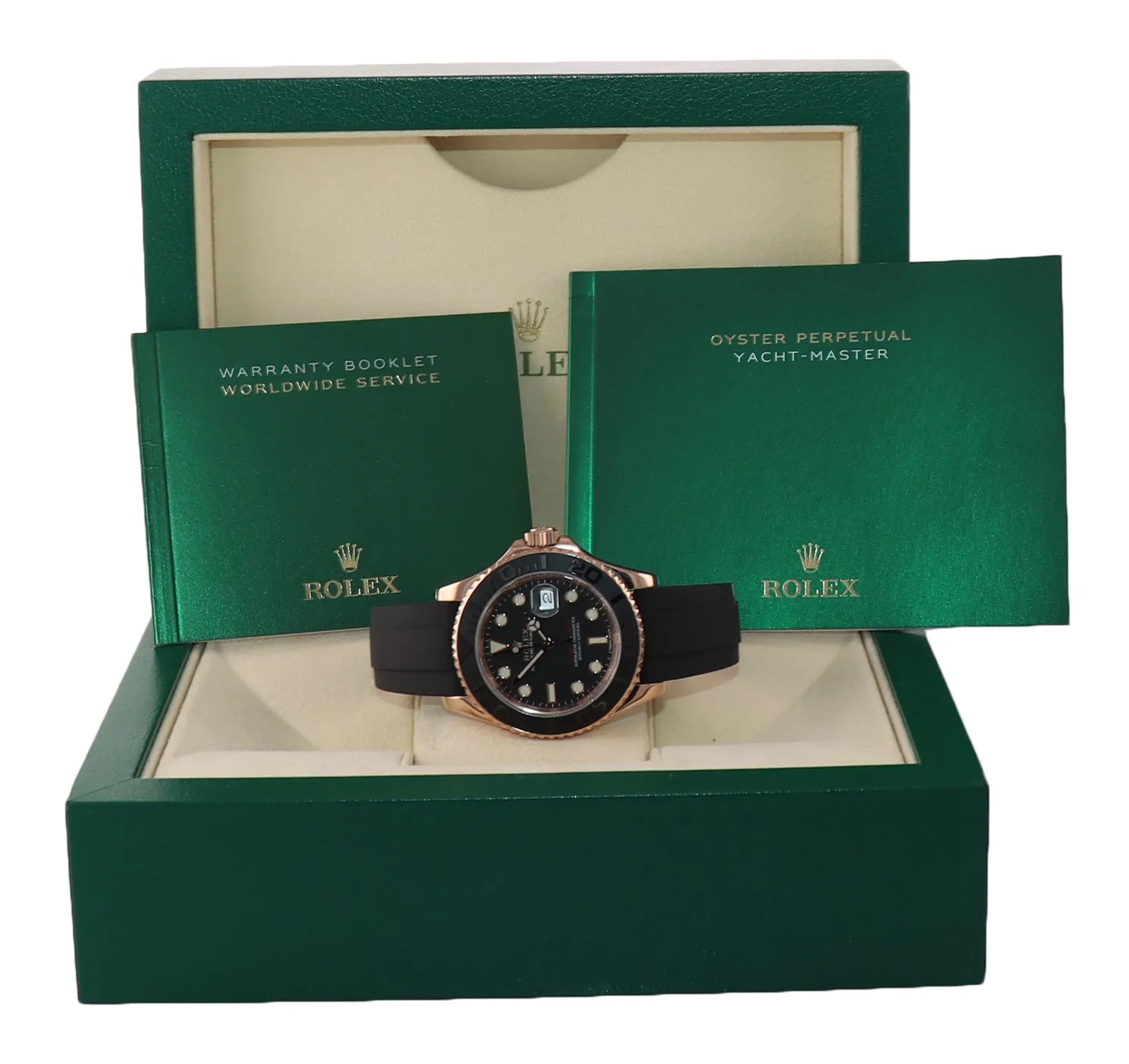 MINT 2017 Rolex Yacht-Master 116655 Everose Gold 40mm Black Oysterflex Watch Box