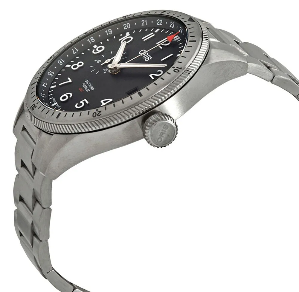Oris Big Crown ProPilot Timer GMT Automatic Stainless Steel Black Dial Date Mens Watch 748 7756 4064-07 8 22 08