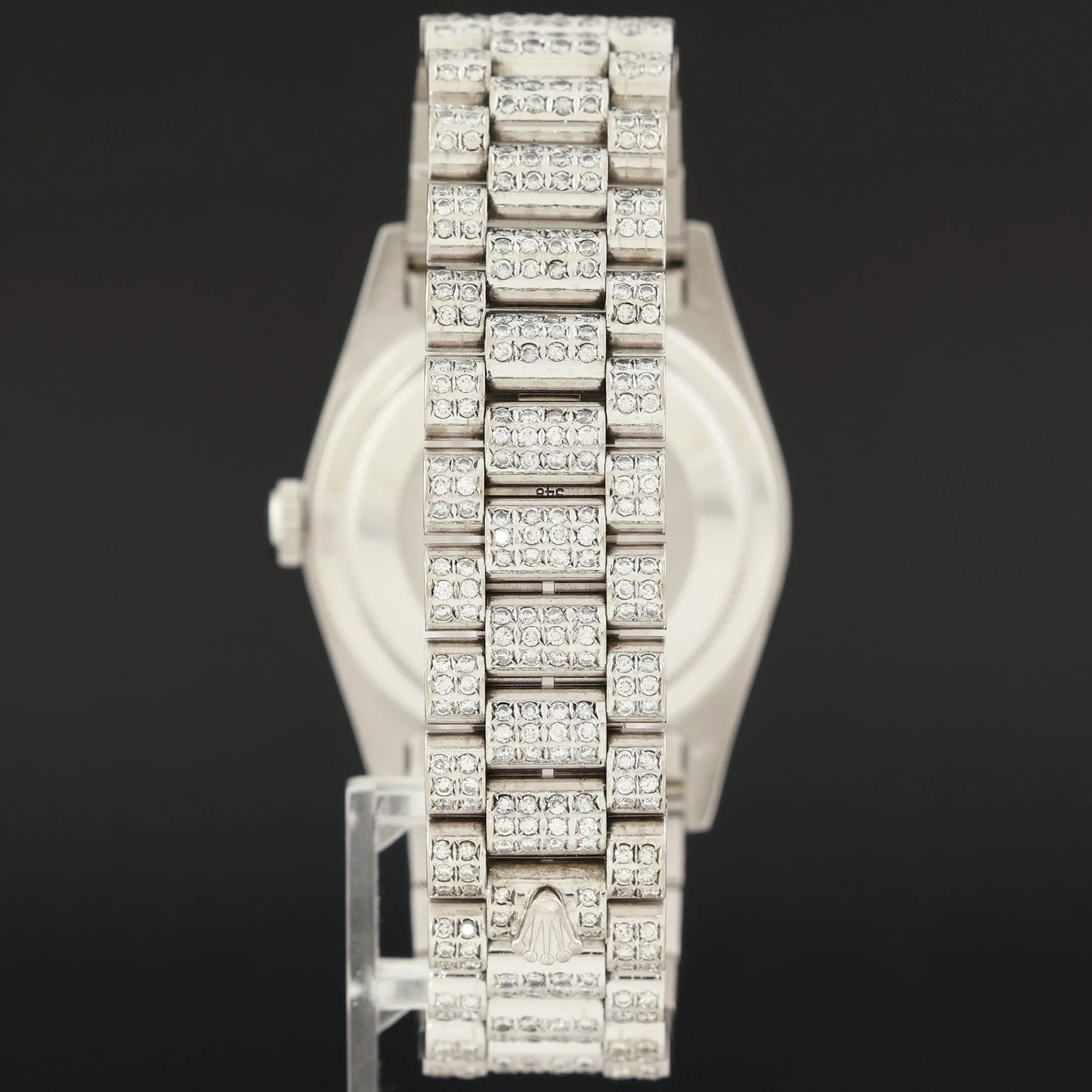PAVE DIAMOND Rolex President Day Date 18239 Double Quick Set White Gold Watch