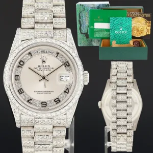 PAVE DIAMOND Rolex President Day Date 18239 Double Quick Set White Gold Watch