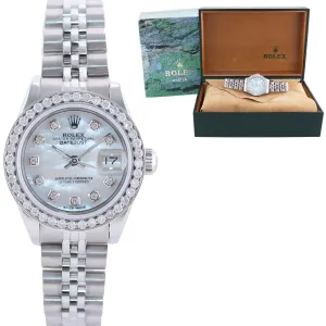 PEARL DIAMOND Ladies Rolex DateJust 26mm MOP Bezel 79240 Steel Jubilee Watch