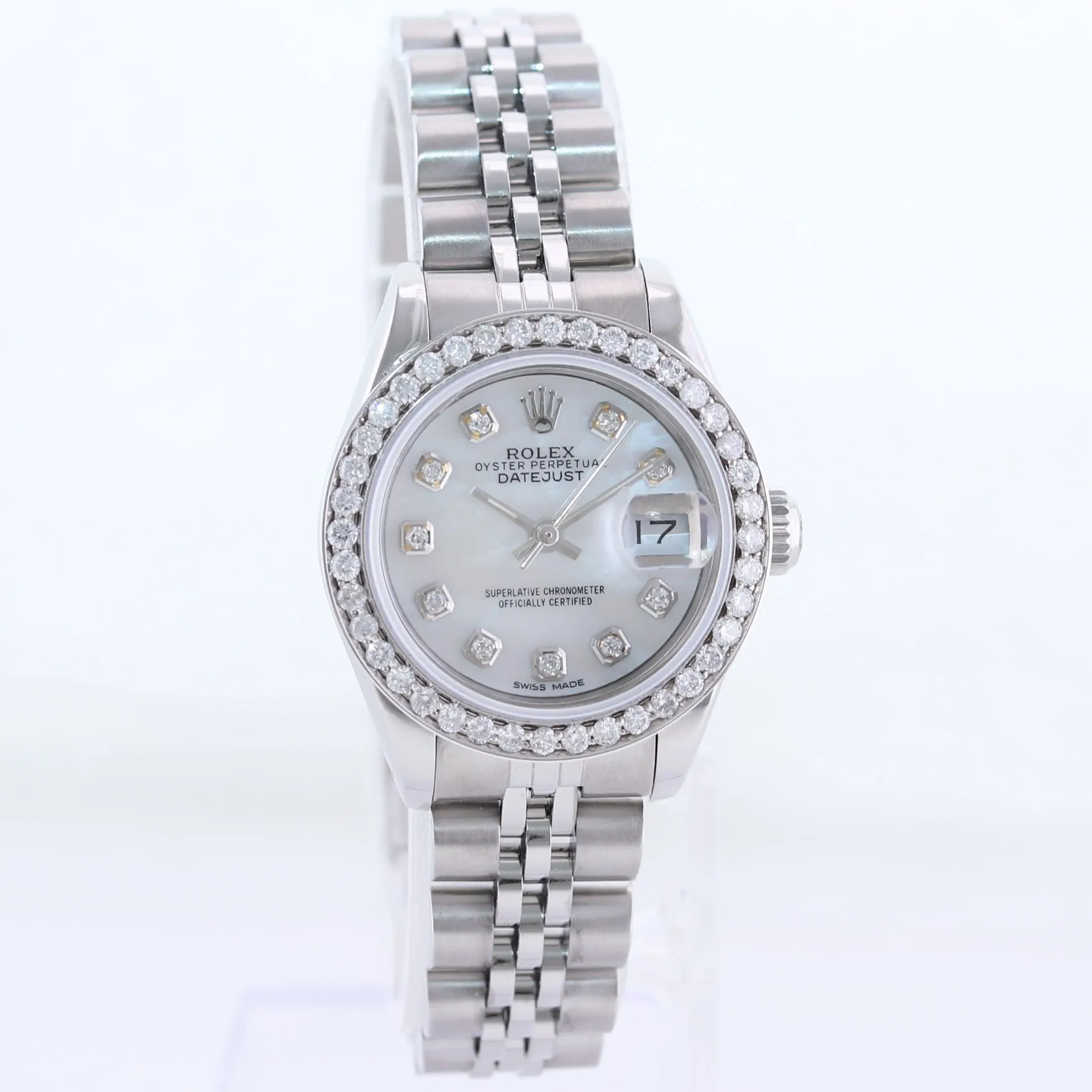 PEARL DIAMOND Ladies Rolex DateJust 26mm MOP Bezel 79240 Steel Jubilee Watch
