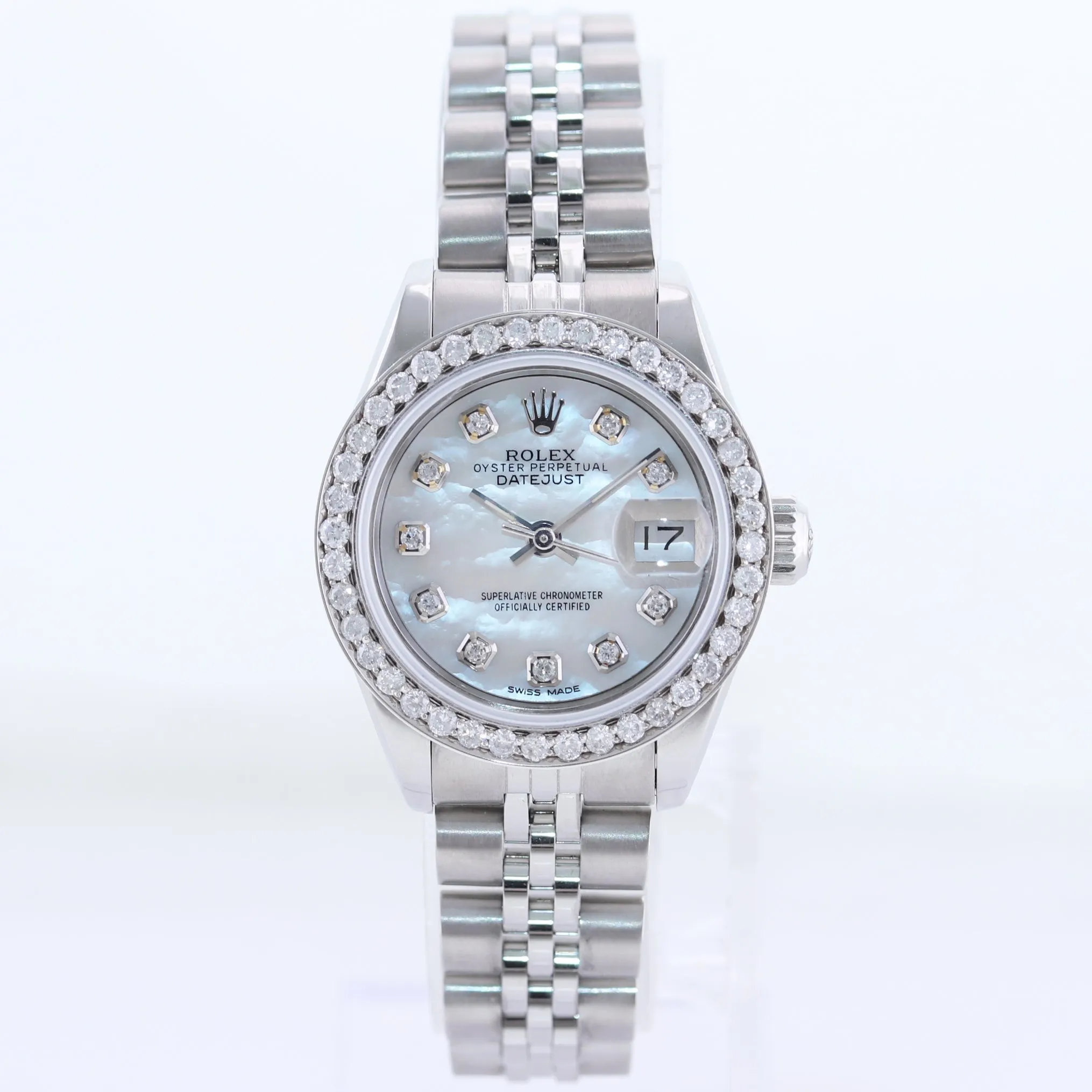PEARL DIAMOND Ladies Rolex DateJust 26mm MOP Bezel 79240 Steel Jubilee Watch