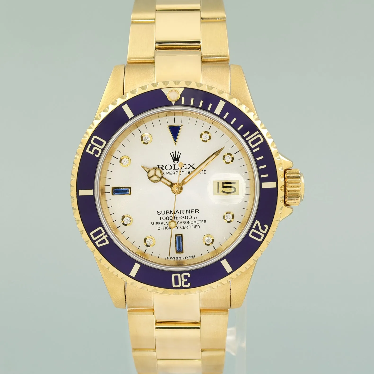 Rolex Submariner Diamond Dial 16808 Oyster Yellow Gold 40mm Watch Box