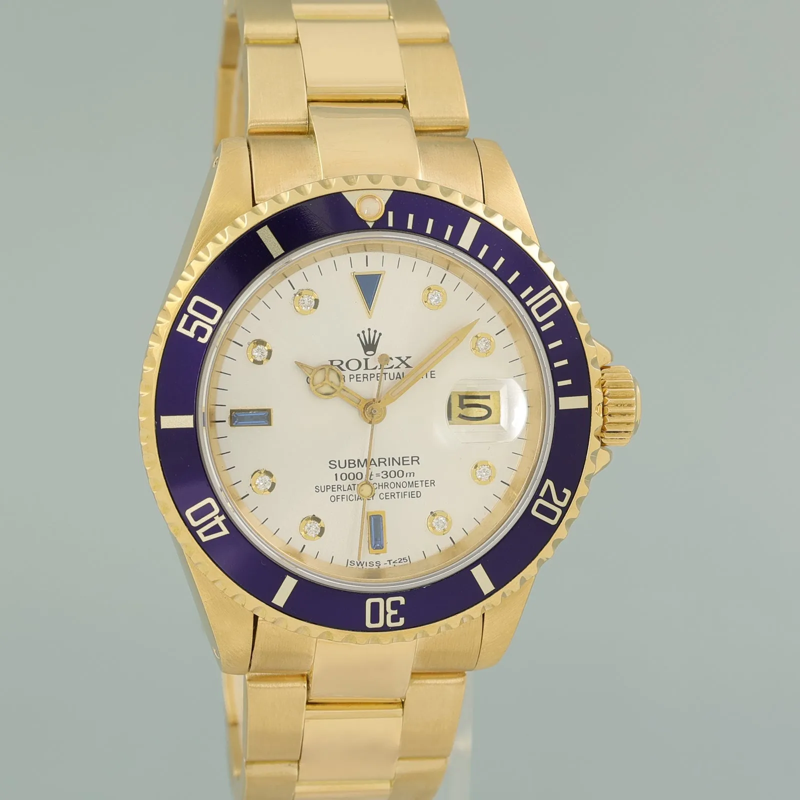 Rolex Submariner Diamond Dial 16808 Oyster Yellow Gold 40mm Watch Box
