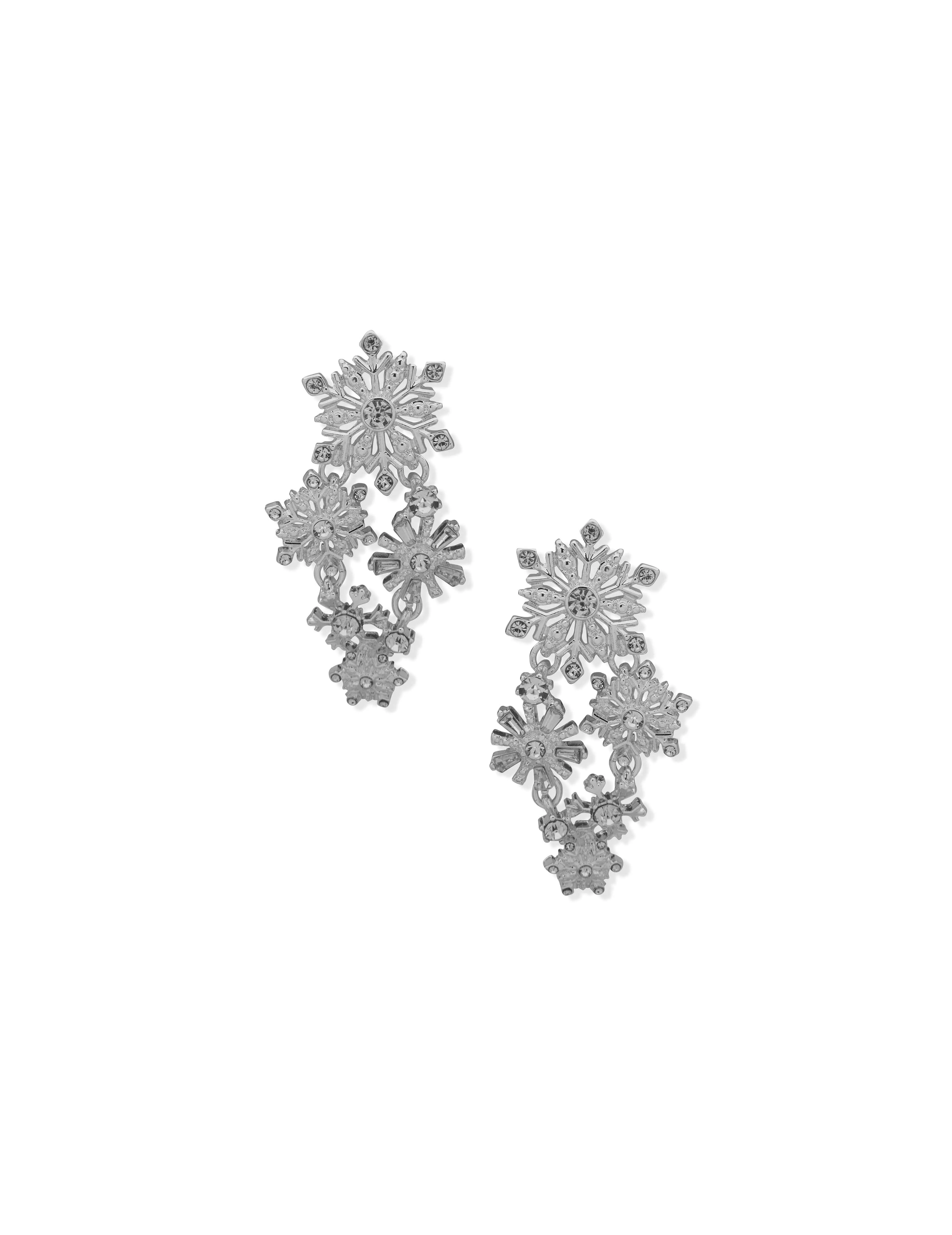 Snowflake Statement Post Drop Pierced Earrings