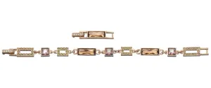 Swarovski Te Ilori Multicolored Crystal Rose Gold Plated Chain Bracelet with Extender for Women 851462