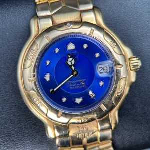 TAG Heuer 6000 Chronometer 18K Yellow Gold Blue Dial Men's Watch - WH514