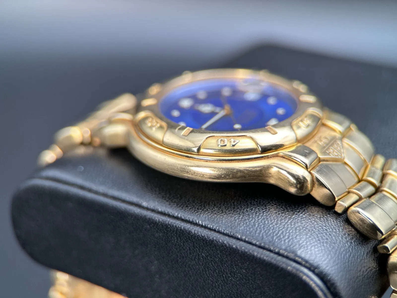 TAG Heuer 6000 Chronometer 18K Yellow Gold Blue Dial Men's Watch - WH514